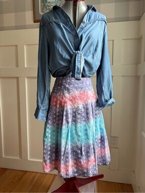 Vintage Harold's Embroidered Multicolor Star-Stripe Circle Skirt Size 6